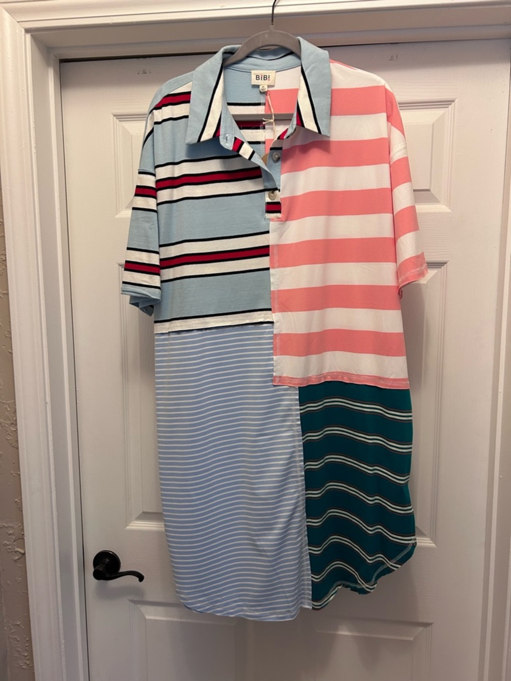 BiBi Colorblock Striped Polo Dress